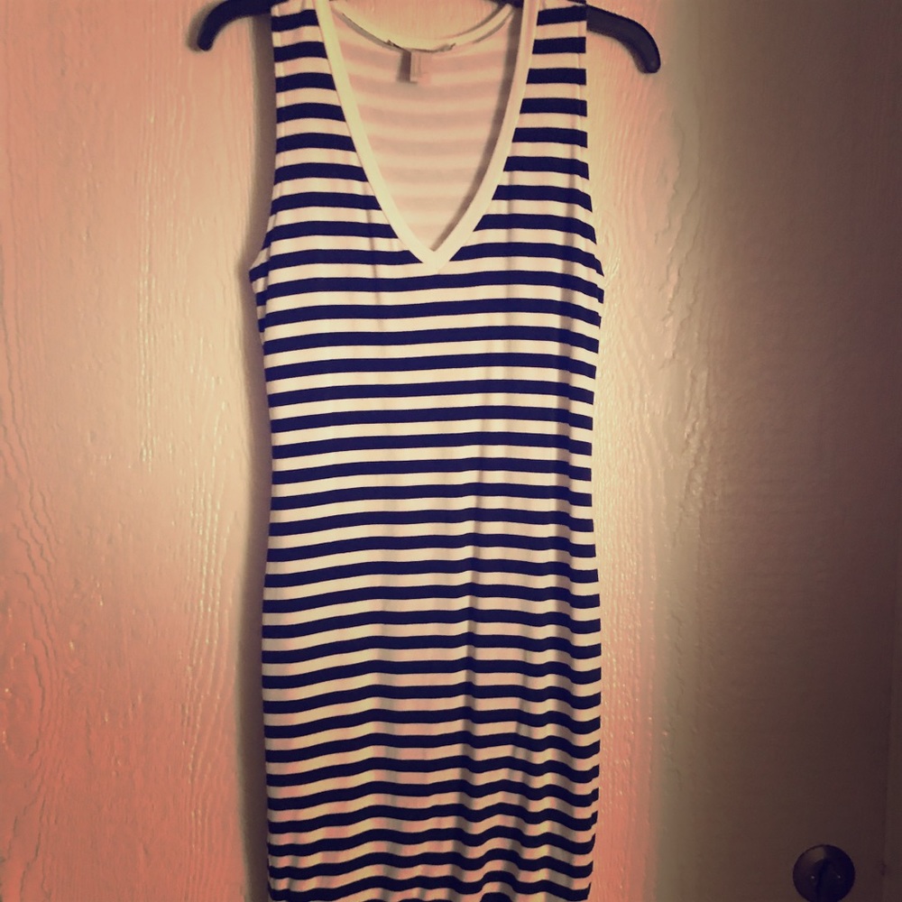 Navy striped Form fitting dress